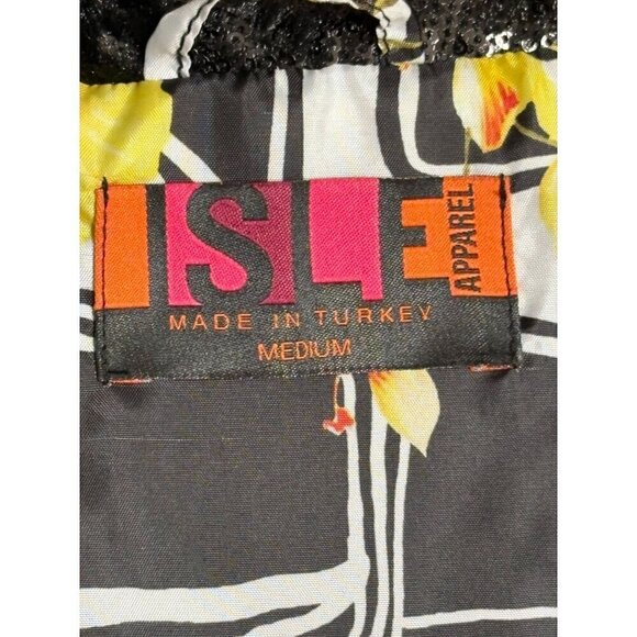 Isle Faux Fur Black Coat Textured Women's Medium Dressy Formal Goth - Picture 8 of 9